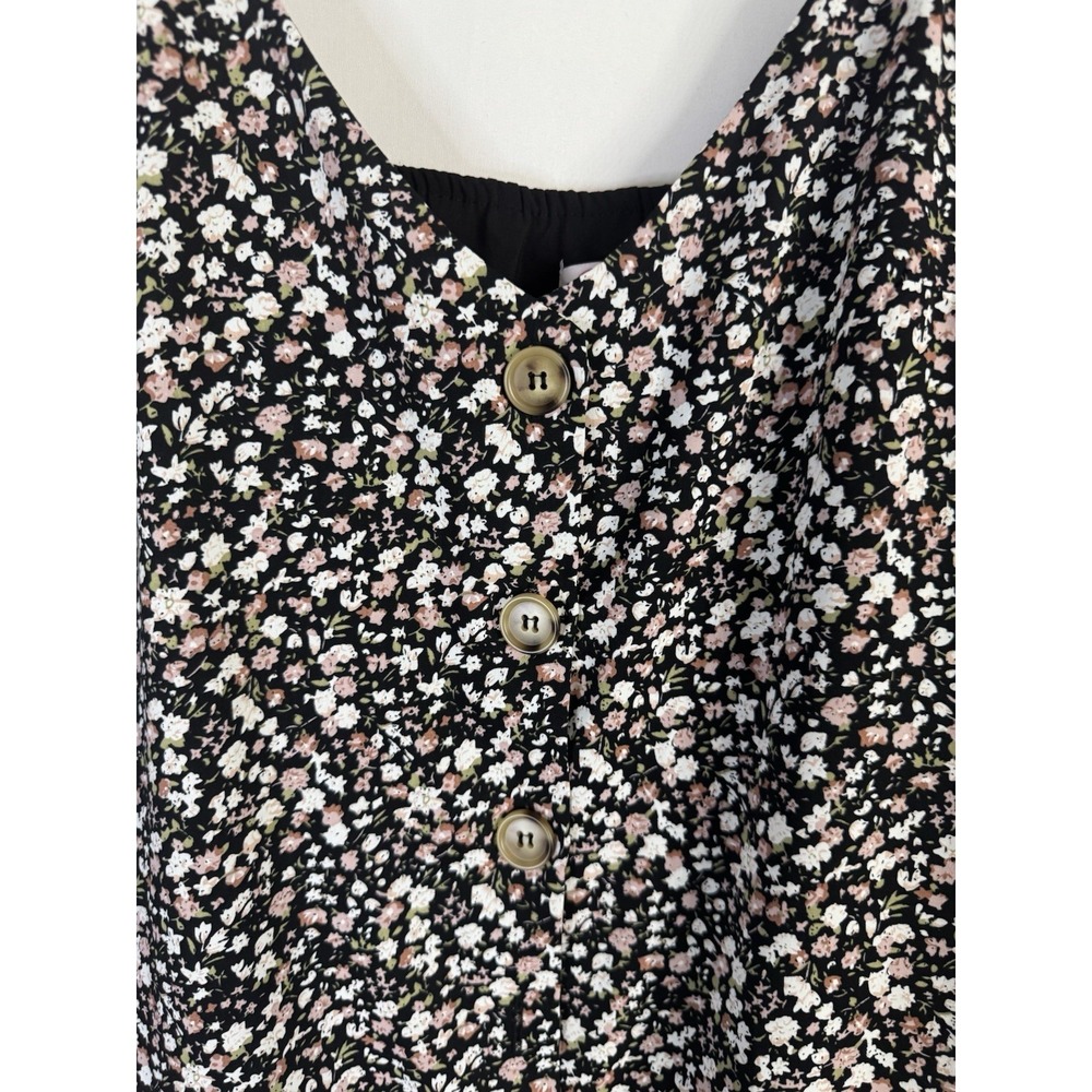 Pink Lily Floral Button Front Mini Dress Size Small UEC Print Spaghetti‎ Strap - Picture 2 of 9